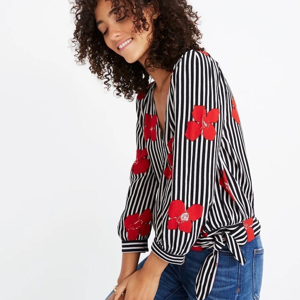 Madewell Wrap Top in Candied Orchids